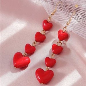 3/$30 NEW CUTE RED HEARTS DROP EARRINGS